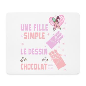Je Suis Une Fille Simple Dessin et Chocolat - Tapis de souris (format paysage) - blanc - Devant