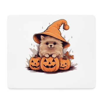 Halloween witch hat pumpkin dog Pomeranian - Mouse Pad (horizontal) - white - Front