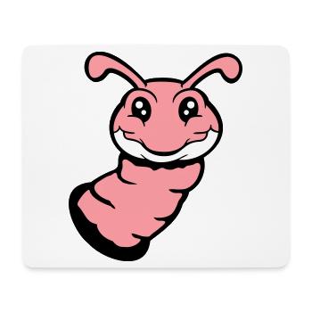 Caterpillar peeks out of hole smiles sweet worm comic fun - Mouse Pad (horizontal) - white - Front