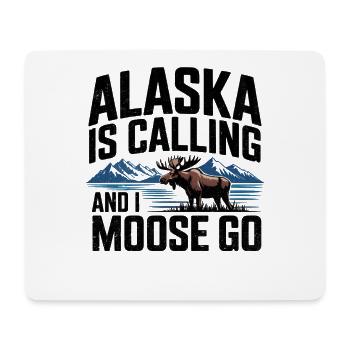 Motifs animaliers de l’Alaska avec chaîne de montagnes d’orignaux - Tapis de souris (format paysage) - blanc - Devant