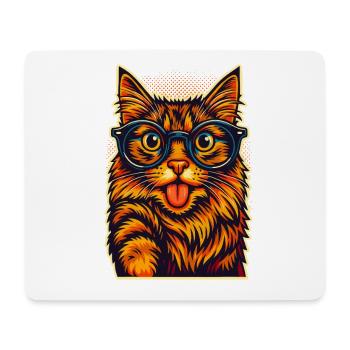 Lebendige Katzenillustration mit Brille, Liebeskatzen - Mousepad (Querformat) - Weiß - Vorne