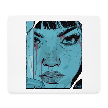 Expressional Art with Woman in Blue and Black - Mouse Pad (horizontal) - white - Front