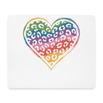 Regenbogen Leopard Herz Design - Mousepad (Querformat) - Weiß - Vorne