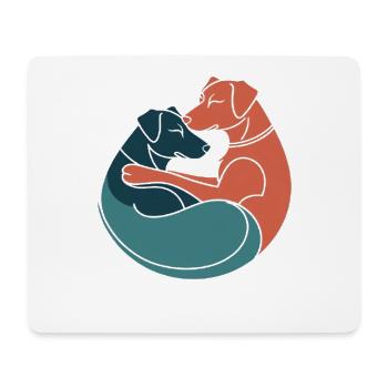 Hundepaar Umarmung Design - Mousepad (Querformat) - Weiß - Vorne