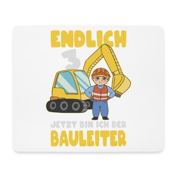 3 Geburtstag Bagger Geschenk Junge 3 Jahre - Mousepad (Querformat) - Weiß - Vorne