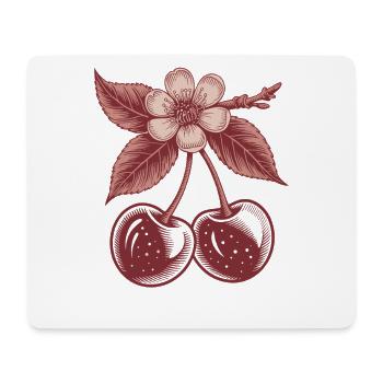 Illustration vintage rétro de cerisiers et de fleurs d'oho - Tapis de souris (format paysage) - blanc - Devant