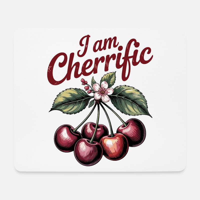 I Am Cherrific – Boho Kirschen Wortspiel Vintage - Mousepad (Querformat) - Weiß