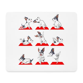 Mignon bouledogue français yoga poses drôle chien amoureux des - Tapis de souris (format paysage) - blanc - Devant