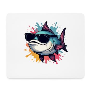 Poisson cool avec des lunettes de soleil - Tapis de souris (format paysage) - blanc - Devant