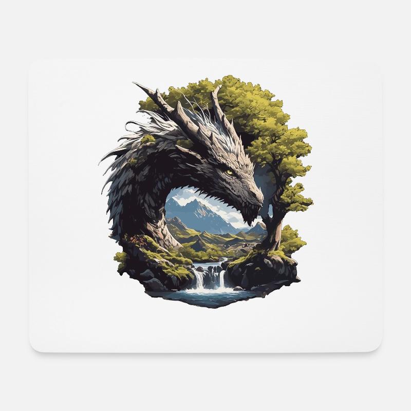 Drachen Drache - Mousepad (Querformat) - Weiß