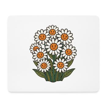 Fleurs gaies avec smileys - Tapis de souris (format paysage) - blanc - Devant