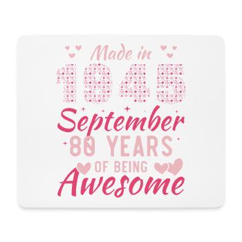 Septembre 1945 Anniversaire 80 Ans Pour Femmes - Tapis de souris (format paysage) - blanc - Devant