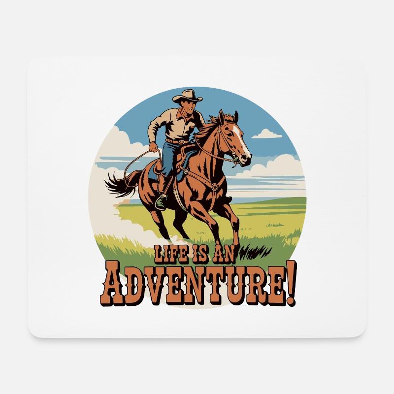 Wild West Cowboy Adventure Design - Mouse Pad (horizontal) - white