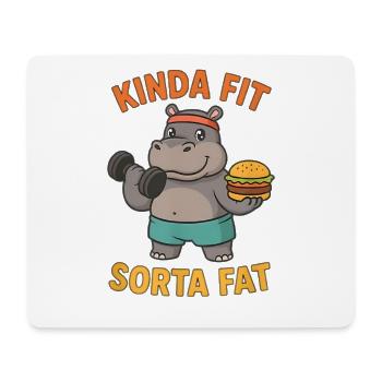 Kinda Fit Sorta Fat Funny Gym Cute Hippo Retro - Mousepad (Querformat) - Weiß - Vorne