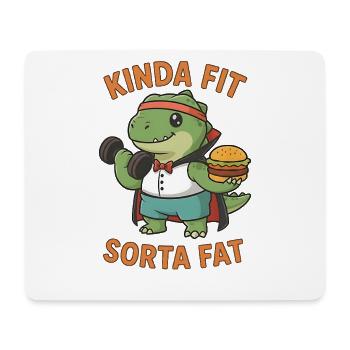 Kinda Fit Sorta Fat Funny Gym Cute Hippo Retro - Mousepad (Querformat) - Weiß - Vorne