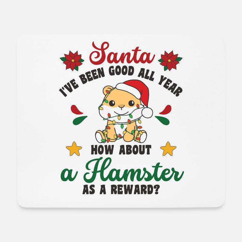 Ich will ein Hamster zu Weihnachten süße Hamster - Mousepad (Querformat) - Weiß