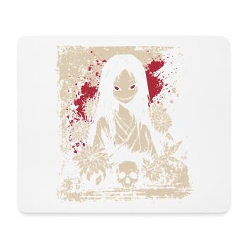 Fille en kimono d'anime d'horreur avec motif de crâne - Tapis de souris (format paysage) - blanc - Devant