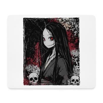 Fille d'anime d'horreur japonaise au look démoniaque - Tapis de souris (format paysage) - blanc - Devant