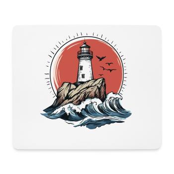 Leuchtturm auf felsiger Küste - Mousepad (Querformat) - Weiß - Vorne