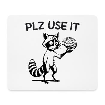 Witziges Waschbär mit Gehirn PLZ Use it - Mousepad (Querformat) - Weiß - Vorne