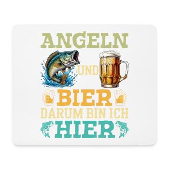 Werdender Papa ANGELN UND BIER DARUM BIN ICH HIER - Mousepad (Querformat) - Weiß - Vorne