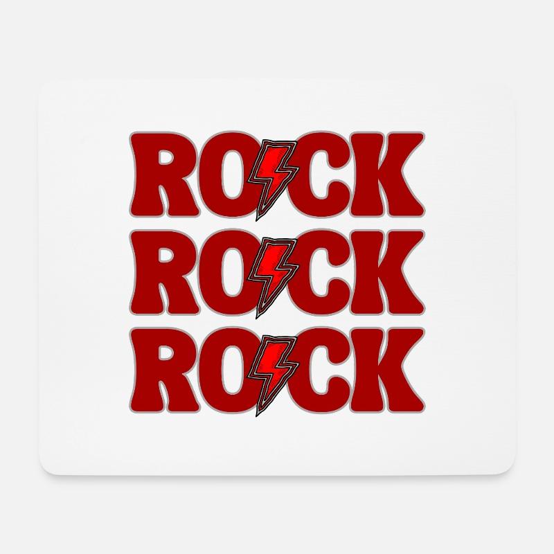 ROCK Trois Logos Rouge - Tapis de souris (format paysage) - blanc