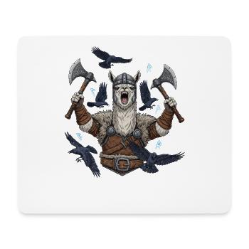 Viking Alpaga Berserker avec des corbeaux - Tapis de souris (format paysage) - blanc - Devant