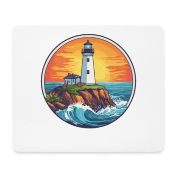 Leuchtturm am Meer Sonnenuntergang - Mousepad (Querformat) - Weiß - Vorne