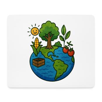 Naturverbundene Erde mit Pflanzen und Sonne - Mousepad (Querformat) - Weiß - Vorne