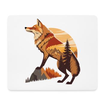 Wald Landschaft mit Fuchs Natur Fuchs Tiere  - Mousepad (Querformat) - Weiß - Vorne