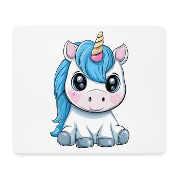Motif licorne câline aux cheveux bleus - Tapis de souris (format paysage) - blanc - Devant