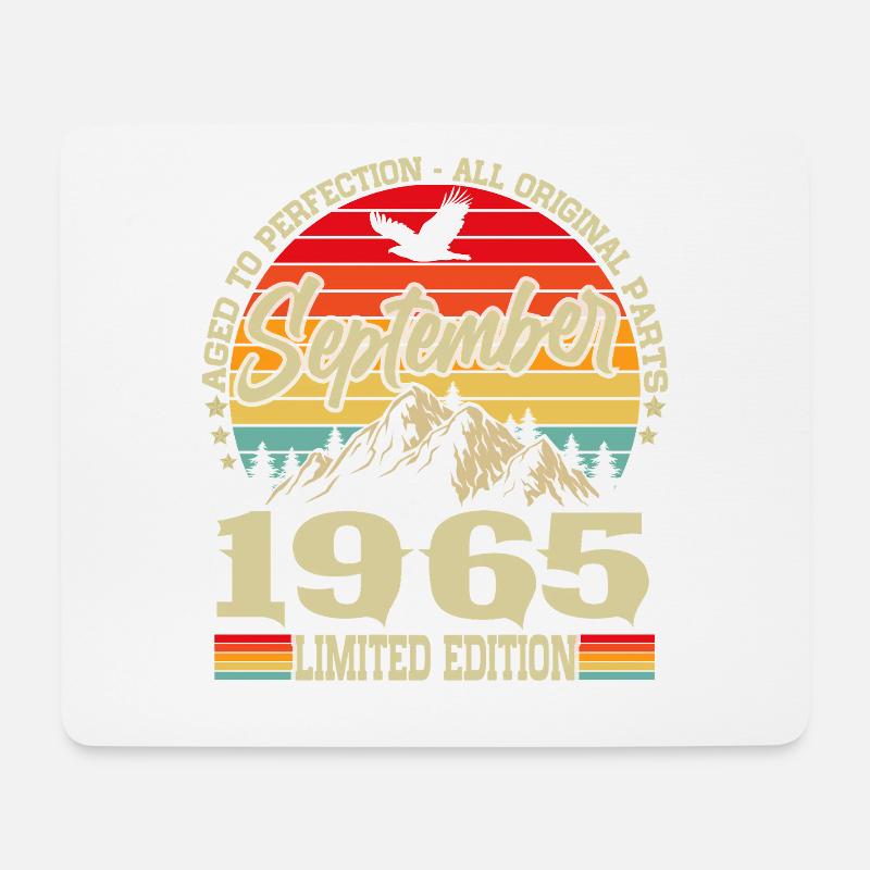 September 1965 Jahrgang Vintage Retro Geburtstag - Mousepad (Querformat) - Weiß