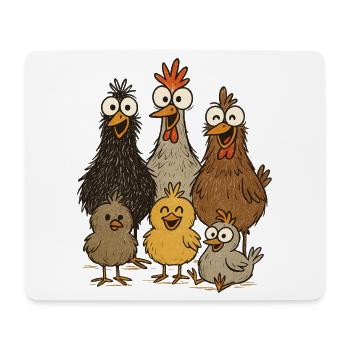 Poulets et poussins qui rient - Tapis de souris (format paysage) - blanc - Devant