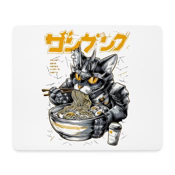 Cyberkatze beim Ramen Essen - Mousepad (Querformat) - Weiß - Vorne