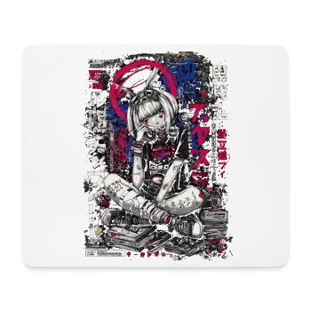 Cyberpunk Mädchen mit Graffiti-Design - Mousepad (Querformat) - Weiß - Vorne