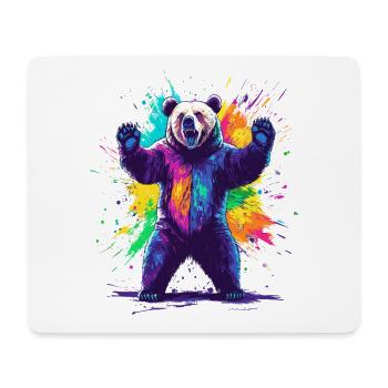 Bär mit bunter Farbexplosion - Mousepad (Querformat) - Weiß - Vorne