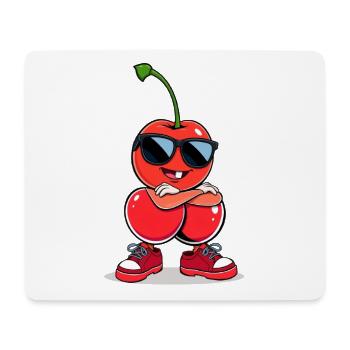 Personnage drôle de cerise avec des lunettes de soleil - Tapis de souris (format paysage) - blanc - Devant