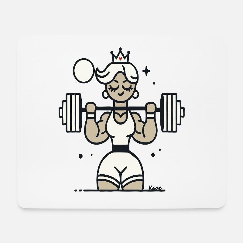 Empowered Queen Weightlifter Illustration - Mouse Pad (horizontal) - white