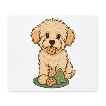 Maltipoo Weihnachten – Hund mit Plätzchen - Mousepad (Querformat) - Weiß - Vorne