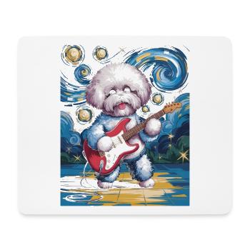 Bichon frisé de la nuit étoilée - Tapis de souris (format paysage) - blanc - Devant