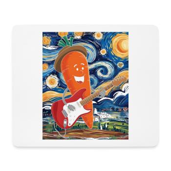 Karotte im Sternenmeer mit Gitarre - Mousepad (Querformat) - Weiß - Vorne