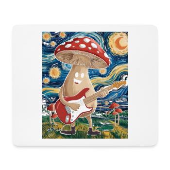 Mushroom musician in dream night design - Mouse Pad (horizontal) - white - Front