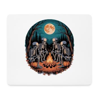 Skeleton Camper Hiker Bonfire Halloween Camping - Mouse Pad (horizontal) - white - Front
