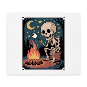  Skeleton Eating Smores Hiker Camper Halloween - Mousepad (Querformat) - Weiß - Vorne