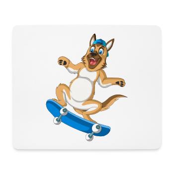 Skateboard Berger Allemand - Tapis de souris (format paysage) - blanc - Devant