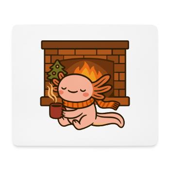 Axolotl Weihnachten gemütlich am Kamin - Mousepad (Querformat) - Weiß - Vorne