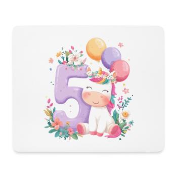 Einhorn Geburtstag 5 Geburtstagszahl  - Mousepad (Querformat) - Weiß - Vorne