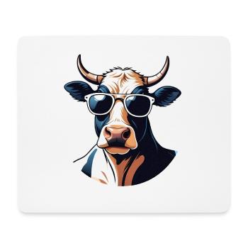 Casual cow with sunglasses - Mouse Pad (horizontal) - white - Front
