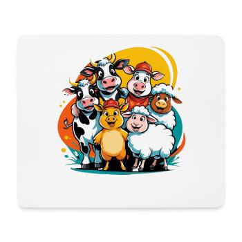 Liebliche Bauernhoftiere in Cartoon-Style - Mousepad (Querformat) - Weiß - Vorne