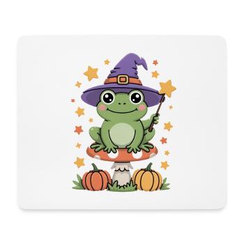 Witch frog on toadstool with pumpkins - Mouse Pad (horizontal) - white - Front